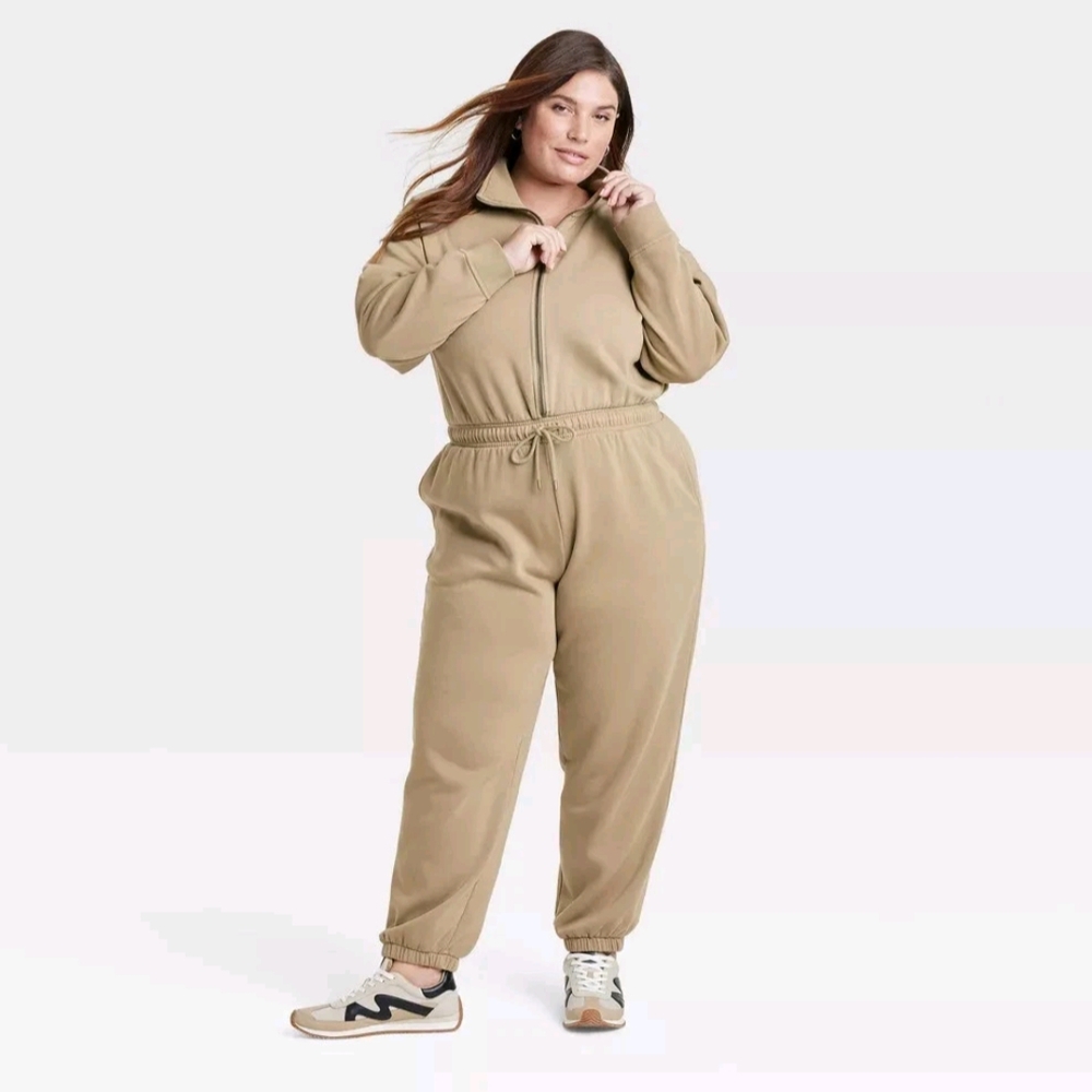 NWT Tan Leisure Studio Jumpsuit Size XXL